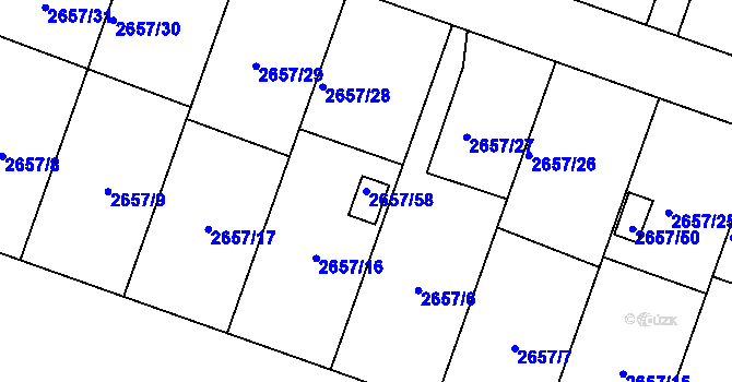 Parcela st. 2657/58 v KÚ Opava-Předměstí, Katastrální mapa