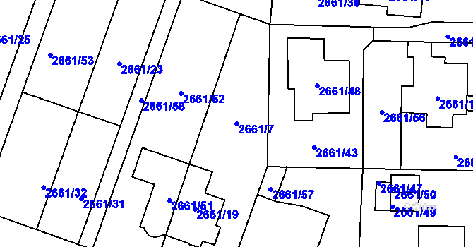 Parcela st. 2661/7 v KÚ Opava-Předměstí, Katastrální mapa