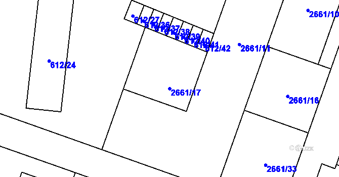 Parcela st. 2661/17 v KÚ Opava-Předměstí, Katastrální mapa