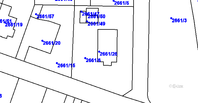 Parcela st. 2661/26 v KÚ Opava-Předměstí, Katastrální mapa
