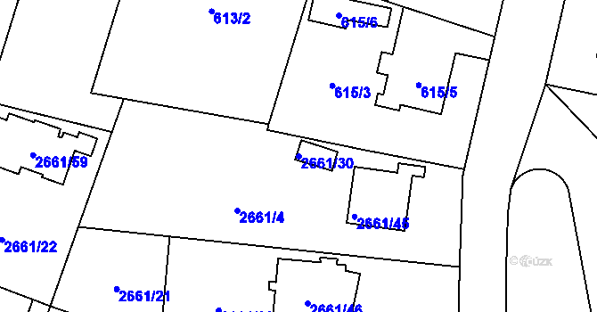 Parcela st. 2661/30 v KÚ Opava-Předměstí, Katastrální mapa
