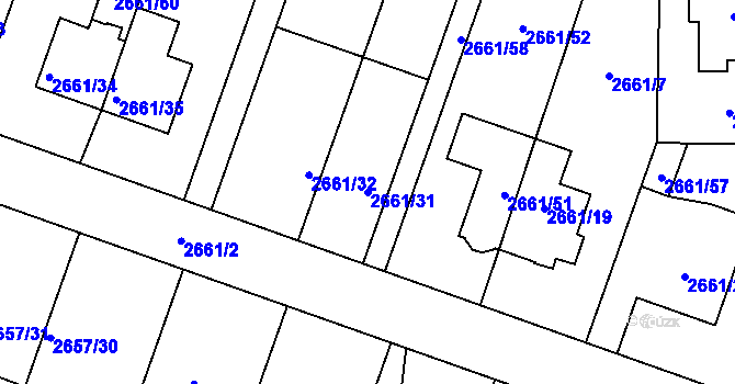 Parcela st. 2661/31 v KÚ Opava-Předměstí, Katastrální mapa