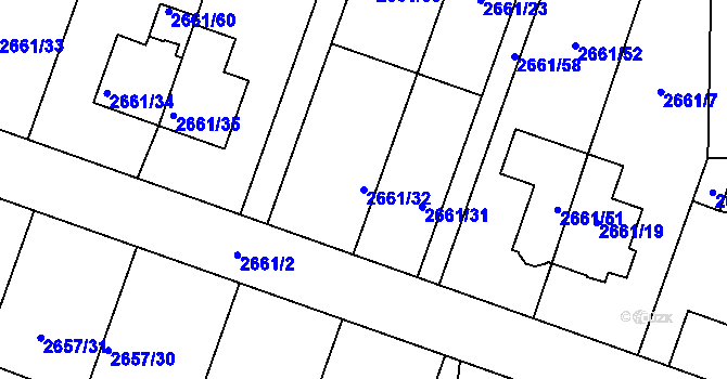 Parcela st. 2661/32 v KÚ Opava-Předměstí, Katastrální mapa