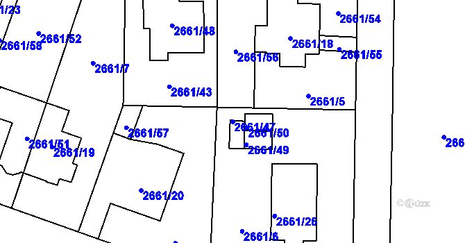 Parcela st. 2661/47 v KÚ Opava-Předměstí, Katastrální mapa
