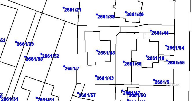 Parcela st. 2661/48 v KÚ Opava-Předměstí, Katastrální mapa