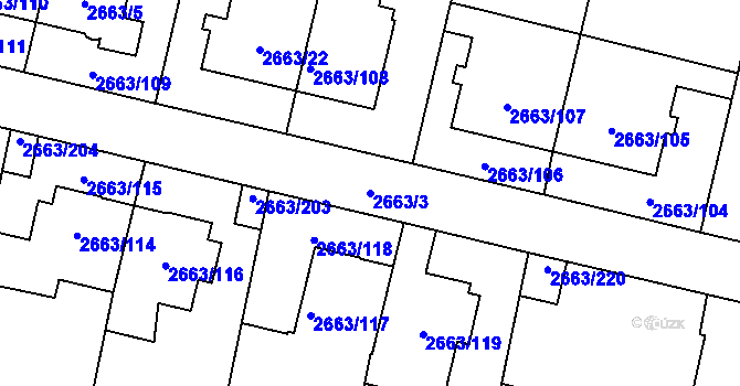 Parcela st. 2663/3 v KÚ Opava-Předměstí, Katastrální mapa