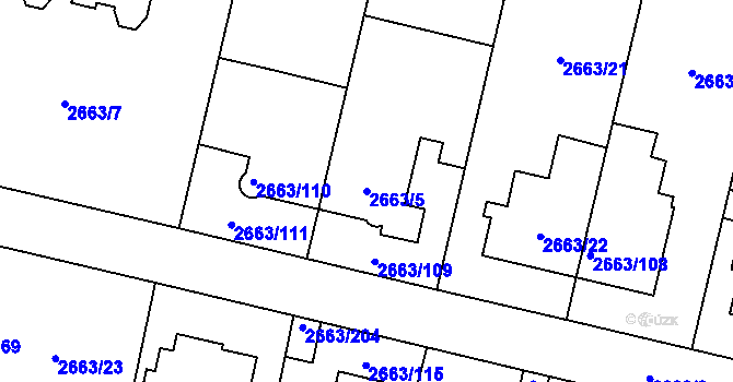 Parcela st. 2663/5 v KÚ Opava-Předměstí, Katastrální mapa