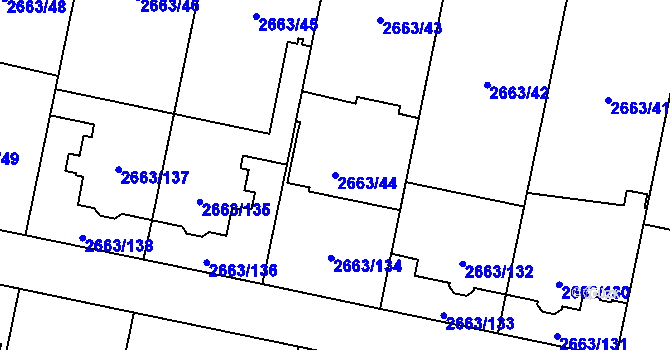 Parcela st. 2663/44 v KÚ Opava-Předměstí, Katastrální mapa