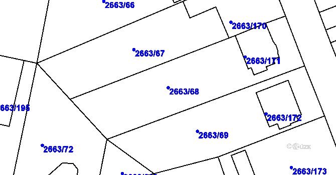 Parcela st. 2663/68 v KÚ Opava-Předměstí, Katastrální mapa