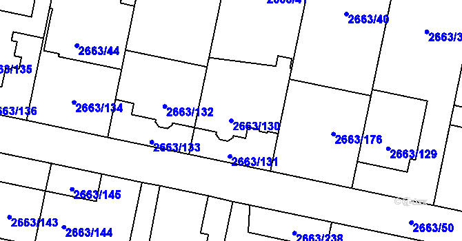 Parcela st. 2663/130 v KÚ Opava-Předměstí, Katastrální mapa