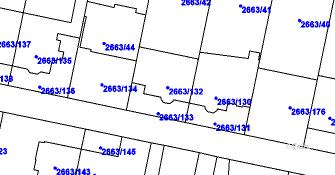 Parcela st. 2663/132 v KÚ Opava-Předměstí, Katastrální mapa