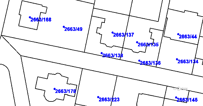 Parcela st. 2663/138 v KÚ Opava-Předměstí, Katastrální mapa
