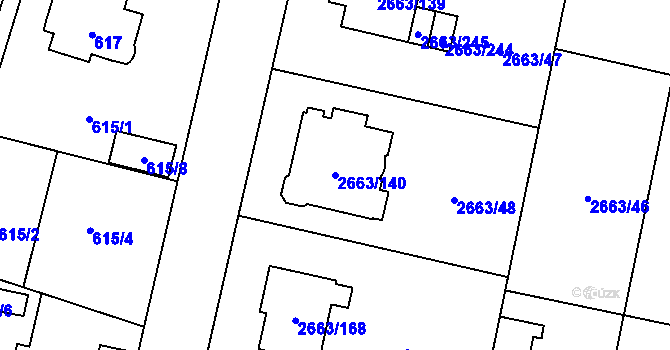 Parcela st. 2663/140 v KÚ Opava-Předměstí, Katastrální mapa
