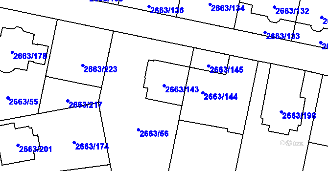 Parcela st. 2663/143 v KÚ Opava-Předměstí, Katastrální mapa