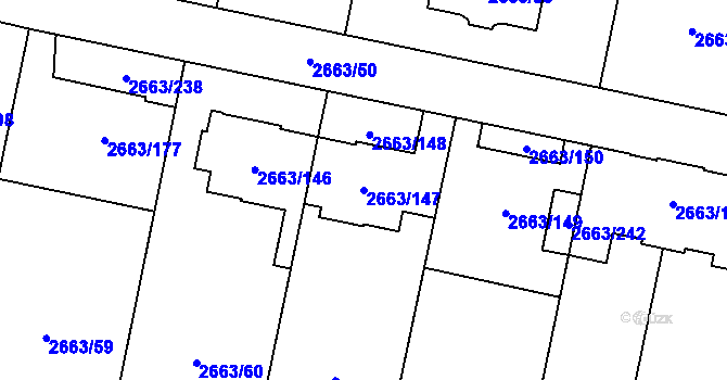 Parcela st. 2663/147 v KÚ Opava-Předměstí, Katastrální mapa