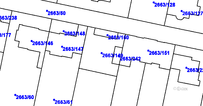 Parcela st. 2663/149 v KÚ Opava-Předměstí, Katastrální mapa