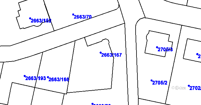 Parcela st. 2663/167 v KÚ Opava-Předměstí, Katastrální mapa