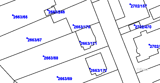 Parcela st. 2663/171 v KÚ Opava-Předměstí, Katastrální mapa