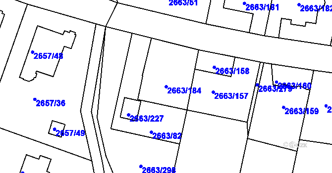 Parcela st. 2663/184 v KÚ Opava-Předměstí, Katastrální mapa