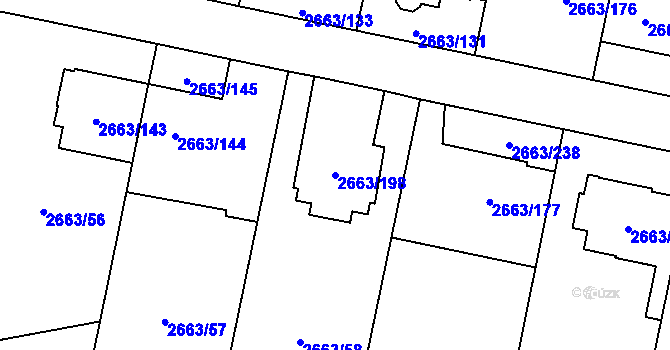 Parcela st. 2663/198 v KÚ Opava-Předměstí, Katastrální mapa