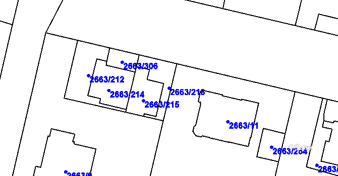 Parcela st. 2663/216 v KÚ Opava-Předměstí, Katastrální mapa