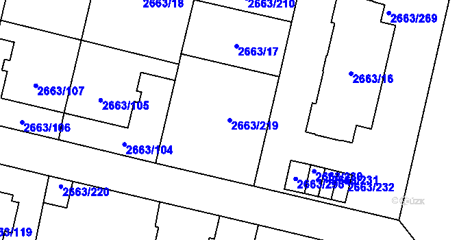 Parcela st. 2663/219 v KÚ Opava-Předměstí, Katastrální mapa