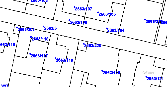 Parcela st. 2663/220 v KÚ Opava-Předměstí, Katastrální mapa