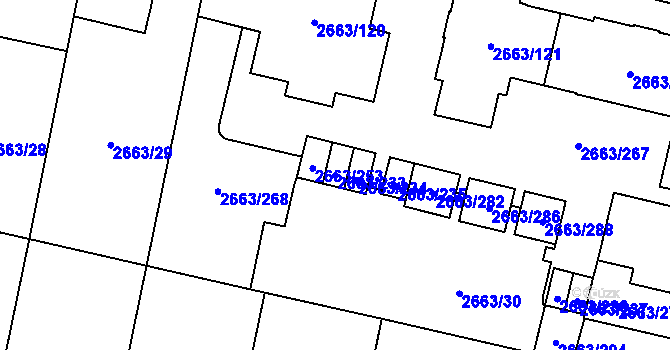 Parcela st. 2663/233 v KÚ Opava-Předměstí, Katastrální mapa