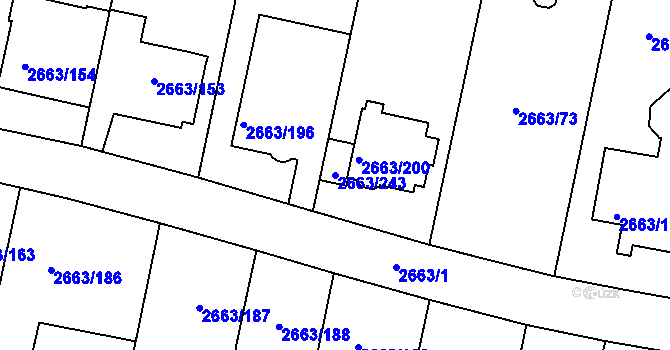 Parcela st. 2663/243 v KÚ Opava-Předměstí, Katastrální mapa