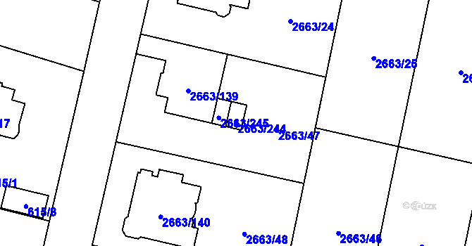 Parcela st. 2663/244 v KÚ Opava-Předměstí, Katastrální mapa