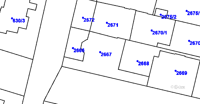 Parcela st. 2667 v KÚ Opava-Předměstí, Katastrální mapa