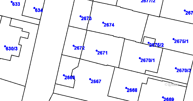 Parcela st. 2671 v KÚ Opava-Předměstí, Katastrální mapa