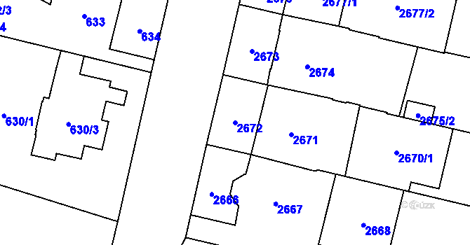 Parcela st. 2672 v KÚ Opava-Předměstí, Katastrální mapa