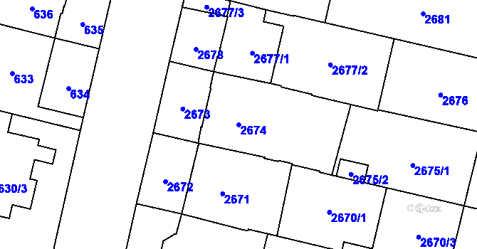Parcela st. 2674 v KÚ Opava-Předměstí, Katastrální mapa