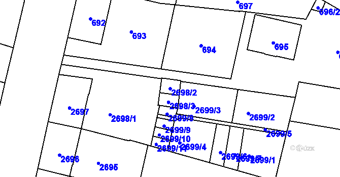 Parcela st. 2698/2 v KÚ Opava-Předměstí, Katastrální mapa