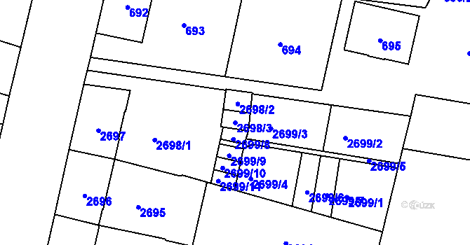 Parcela st. 2698/3 v KÚ Opava-Předměstí, Katastrální mapa