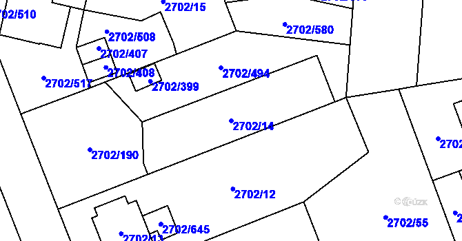 Parcela st. 2702/14 v KÚ Opava-Předměstí, Katastrální mapa