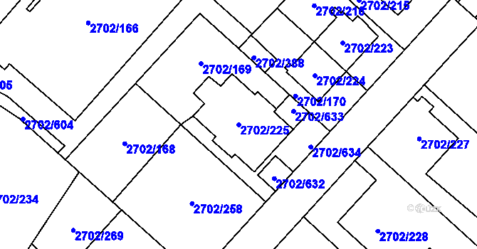 Parcela st. 2702/225 v KÚ Opava-Předměstí, Katastrální mapa