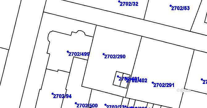 Parcela st. 2702/290 v KÚ Opava-Předměstí, Katastrální mapa