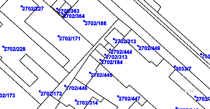 Parcela st. 2702/313 v KÚ Opava-Předměstí, Katastrální mapa
