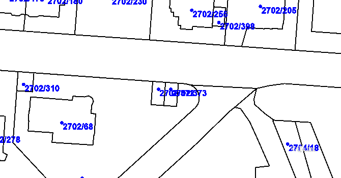Parcela st. 2702/373 v KÚ Opava-Předměstí, Katastrální mapa