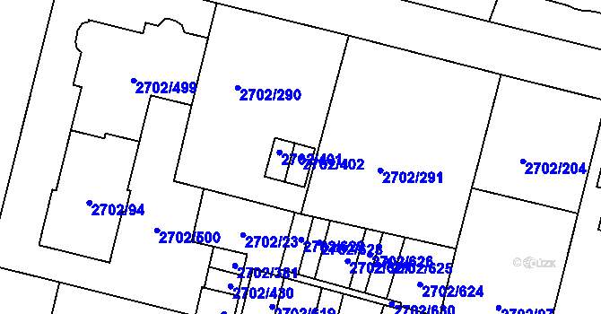 Parcela st. 2702/402 v KÚ Opava-Předměstí, Katastrální mapa