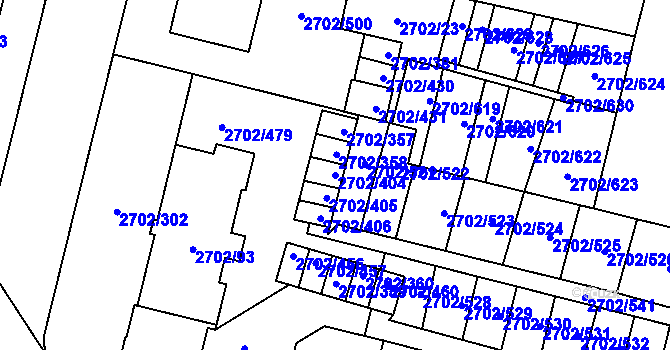 Parcela st. 2702/404 v KÚ Opava-Předměstí, Katastrální mapa