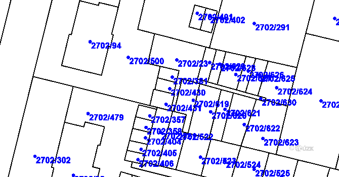Parcela st. 2702/430 v KÚ Opava-Předměstí, Katastrální mapa