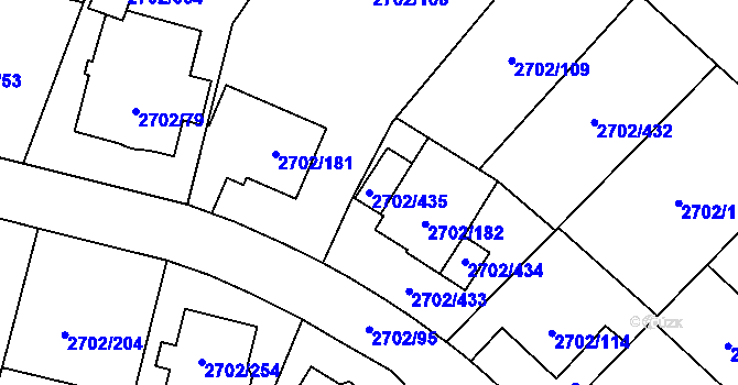 Parcela st. 2702/435 v KÚ Opava-Předměstí, Katastrální mapa