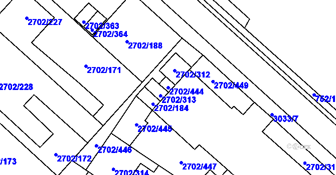 Parcela st. 2702/444 v KÚ Opava-Předměstí, Katastrální mapa