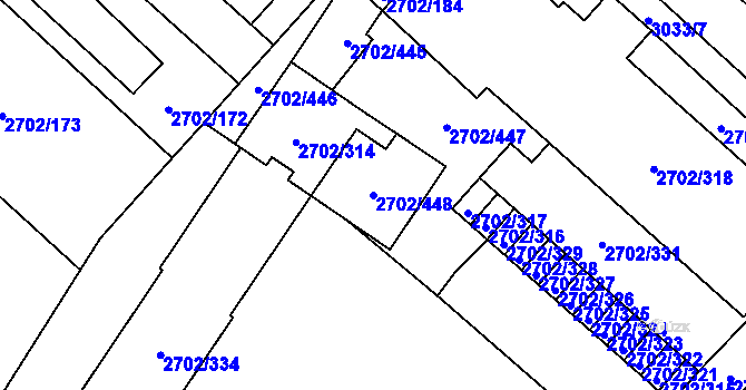 Parcela st. 2702/448 v KÚ Opava-Předměstí, Katastrální mapa