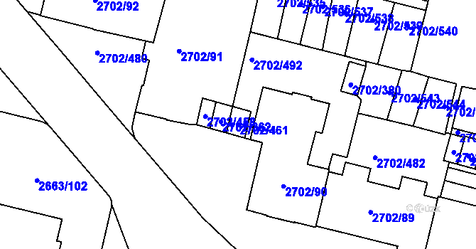 Parcela st. 2702/461 v KÚ Opava-Předměstí, Katastrální mapa