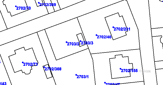 Parcela st. 2703/3 v KÚ Opava-Předměstí, Katastrální mapa