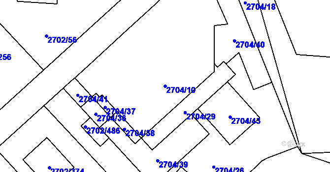 Parcela st. 2704/10 v KÚ Opava-Předměstí, Katastrální mapa
